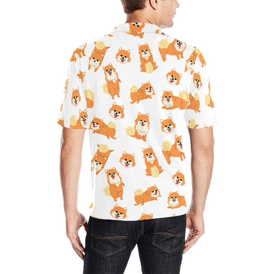Brown pomeranian pattern Men's All Over Print Polo Shirt