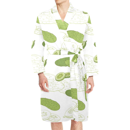 Cucumber sketch pattern Men's Long Sleeve Belted Night Robe