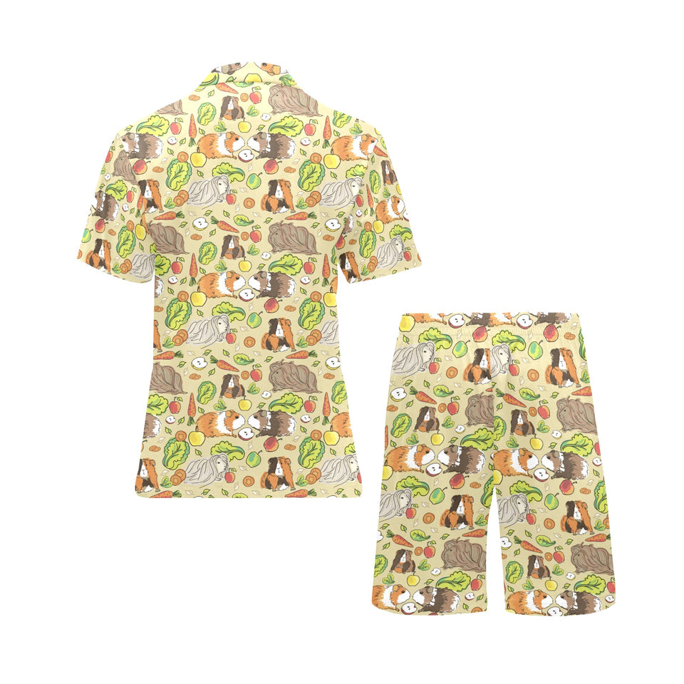Guinea Pig Pattern Print Design 04 Men's V-Neck Short Pajama Set