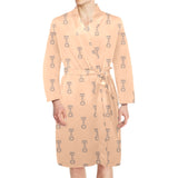 Engine Piston Cream Background Pattern Design 04 Men's Long Sleeve Belted Night Robe