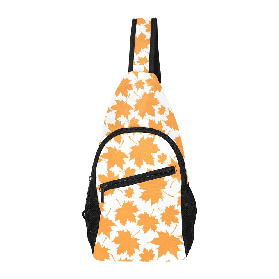 Orange Maple Leaf pattern All Over Print Chest Bag