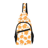 Orange Maple Leaf pattern All Over Print Chest Bag