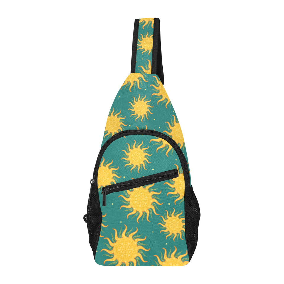 Sun green background All Over Print Chest Bag