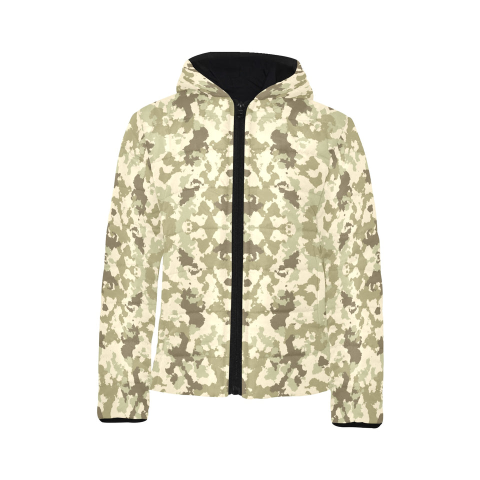 Light Green camouflage pattern Kids' Boys' Girls' Padded Hooded Jacket