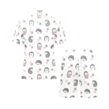 Hedgehog Pattern Print Design 02 Men's V-Neck Short Pajama Set