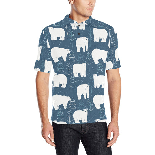 polar bear mother her child pattern Men's All Over Print Polo Shirt