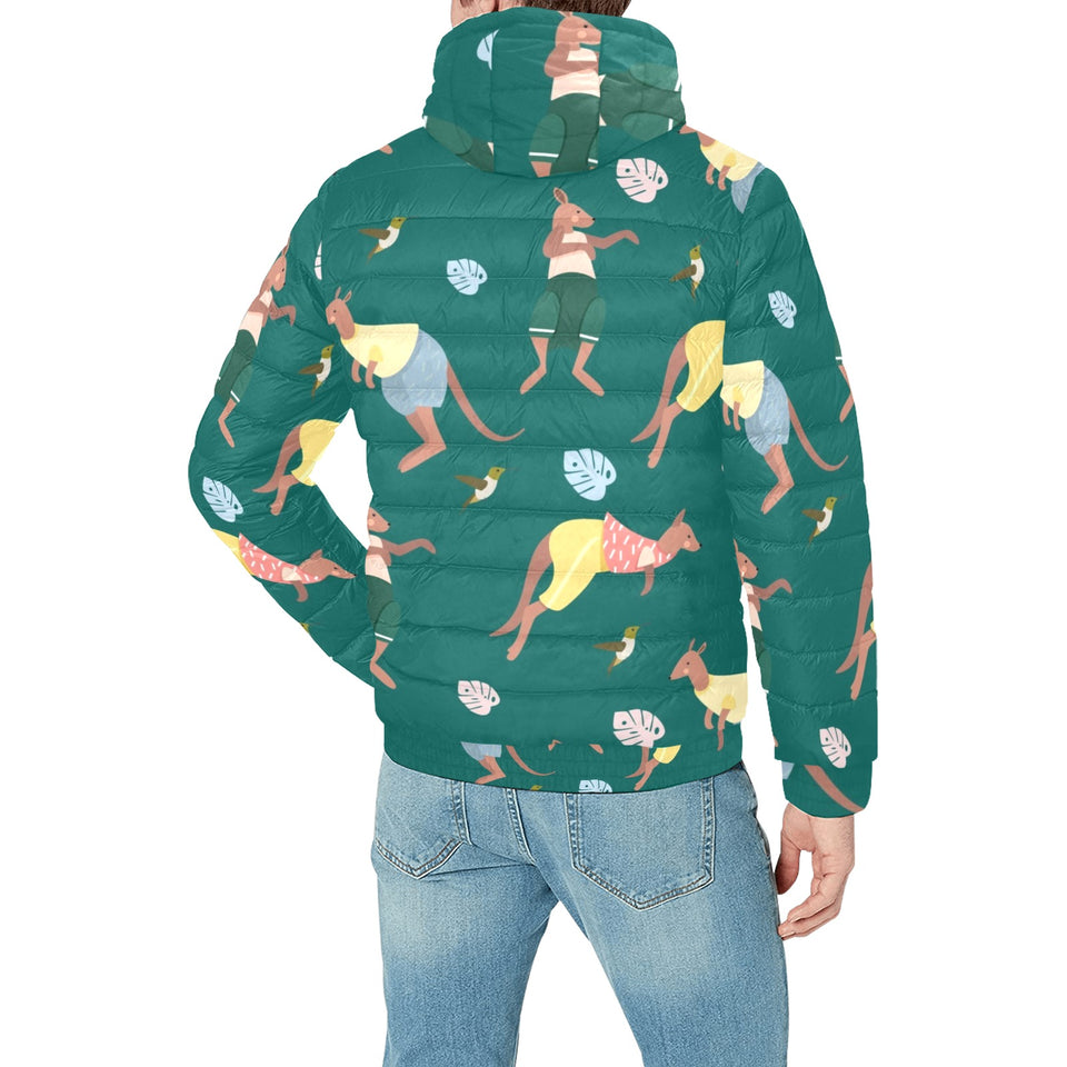Kangaroo leaves pattern Men's Padded Hooded Jacket