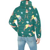 Kangaroo leaves pattern Men's Padded Hooded Jacket