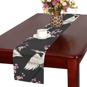 Japanese crane pink sakura pattern Table Runner