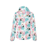 Toucan tropical flower leave pattern Women's Padded Hooded Jacket