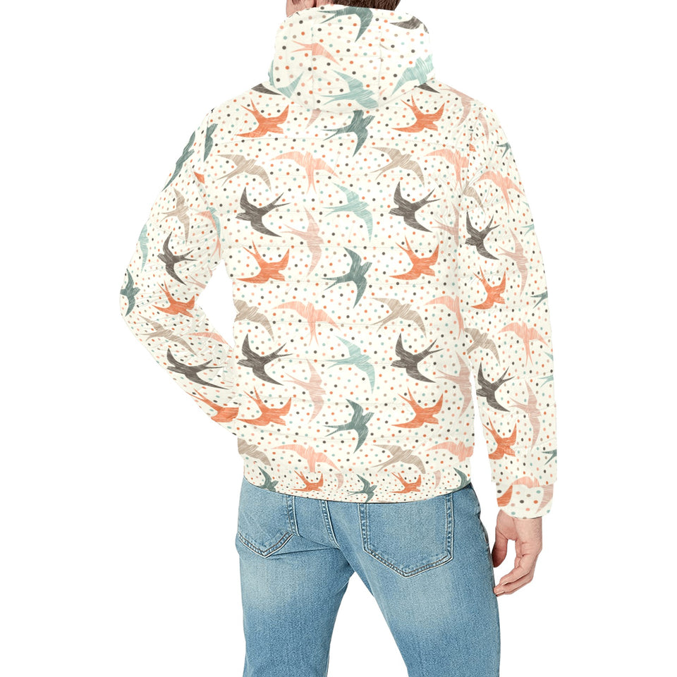 Swallow Pattern Print Design 02 Men's Padded Hooded Jacket