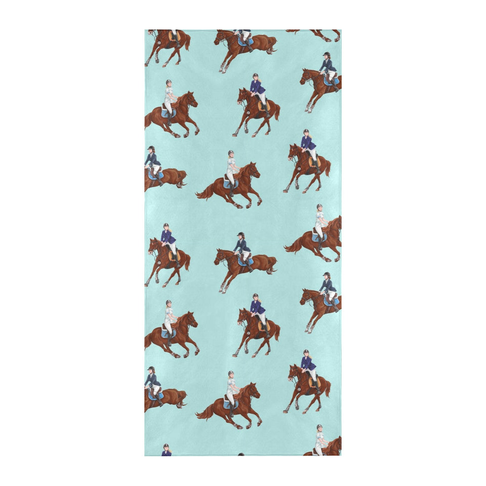 Horses running horses rider pattern Beach Towel
