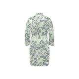 hand drawn blueberry pattern Men's Long Sleeve Belted Night Robe