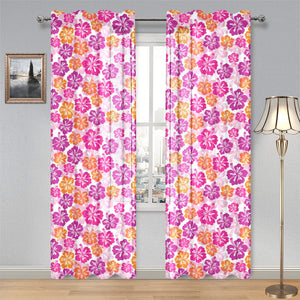 Hibiscus Pattern Print Design 01 Gauze Curtain