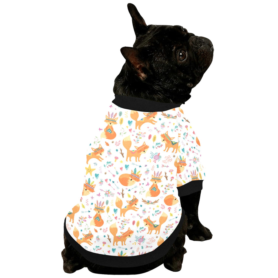cute tribal fox pattern All Over Print Pet Dog Round Neck Fuzzy Shirt