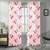 cherry pattern pink background Gauze Curtain