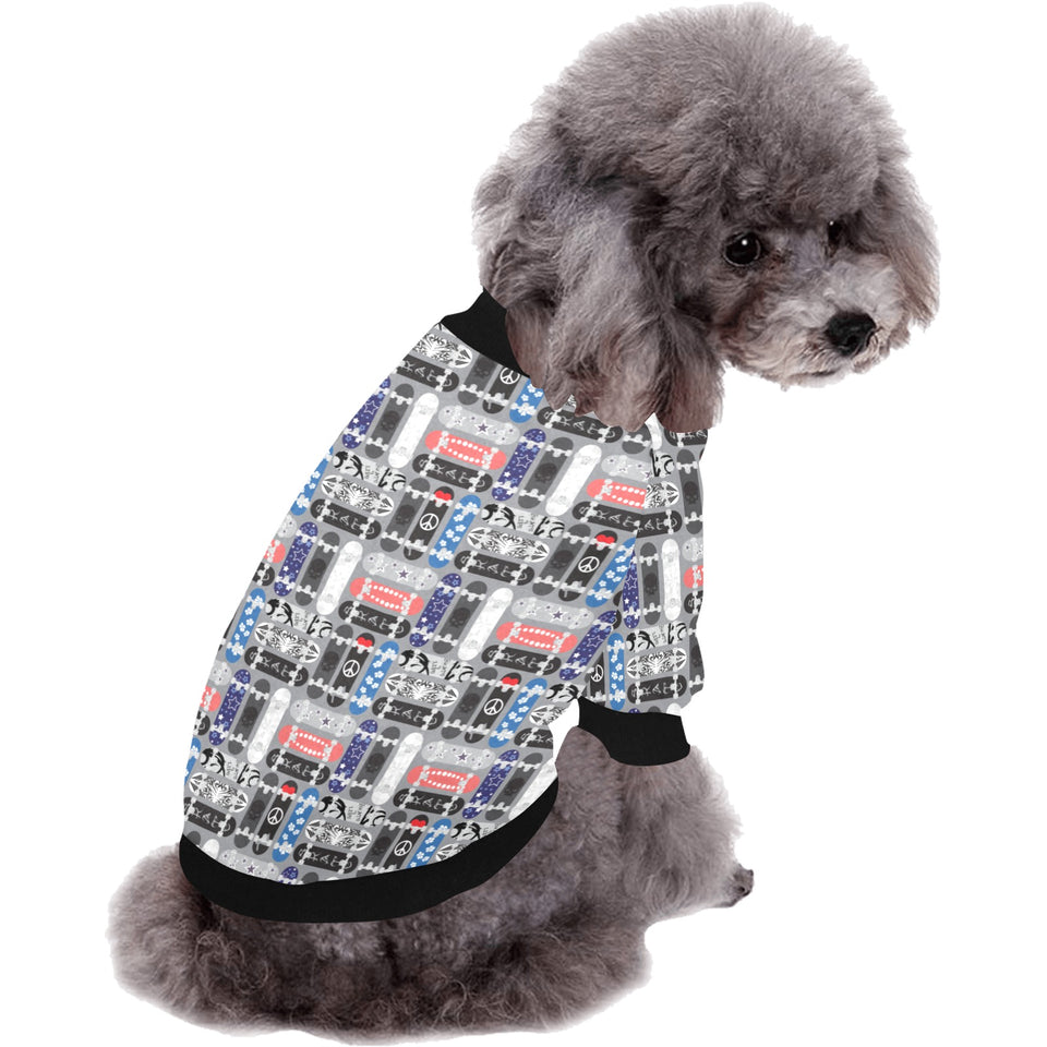 Skate Board Pattern Print Design 04 All Over Print Pet Dog Round Neck Fuzzy Shirt