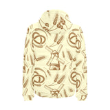 Windmill Wheat pattern Men's Padded Hooded Jacket