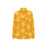 Sun orange background Women's Long Sleeve Polo Shirt