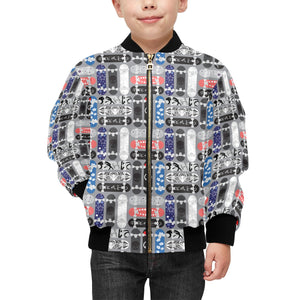 Skate Board Pattern Print Design 04 Kids' Boys' Girls' Bomber Jacket