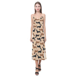 Dachshund floral background V-Neck Open Fork Long Dress