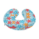 Blue red orange starfish pattern U-Shaped Travel Neck Pillow