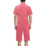 Skate Board Pattern Print Design 01 Men's V-Neck Short Pajama Set