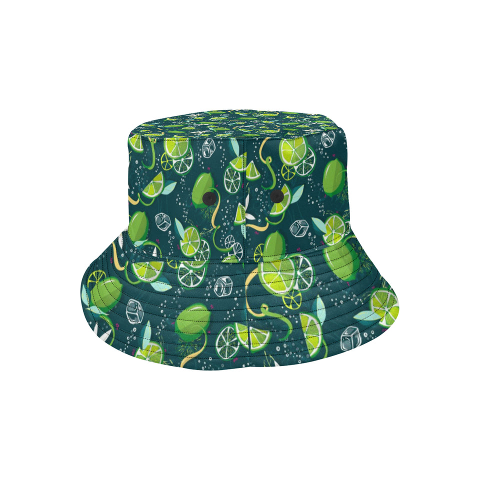 Lime ice flower pattern Unisex Bucket Hat