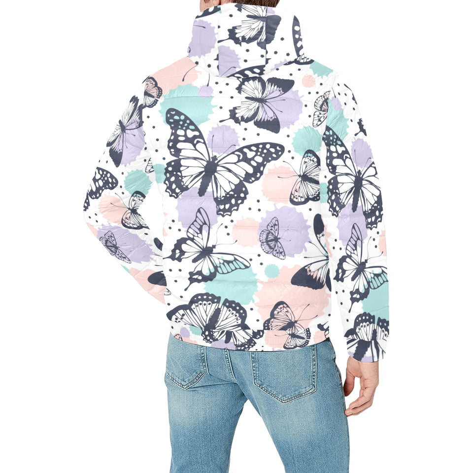 Butterfly pattern Men's Padded Hooded Jacket