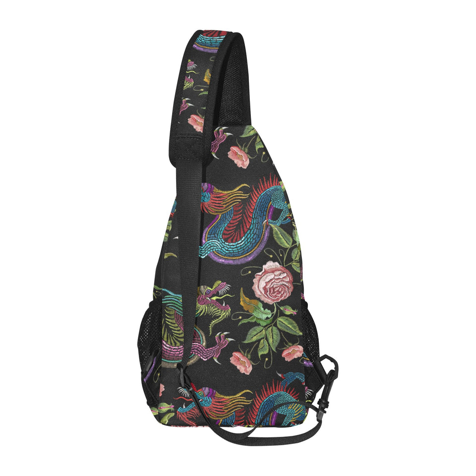 Dragons flower pattern All Over Print Chest Bag