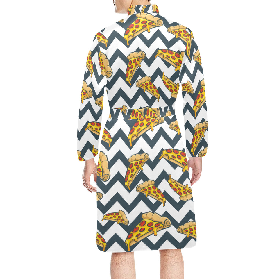 Pizza design pattern Men's Long Sleeve Belted Night Robe