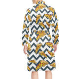 Pizza design pattern Men's Long Sleeve Belted Night Robe