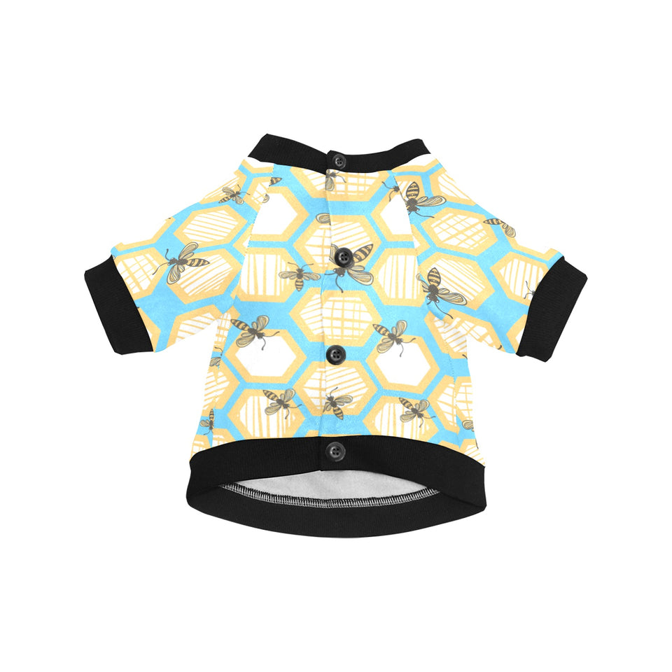 Bee honeycomb pattern All Over Print Pet Dog Round Neck Fuzzy Shirt