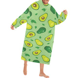 Avocado pattern green background Blanket Robe with Sleeves