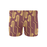 Hand drawn gold saxophone red background Men's Swimming Trunks