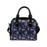 Pink sakura cherry blossom blue background Shoulder Handbag