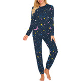 space pattern with planets, comets, constellations Women's All Over Print Pajama Set