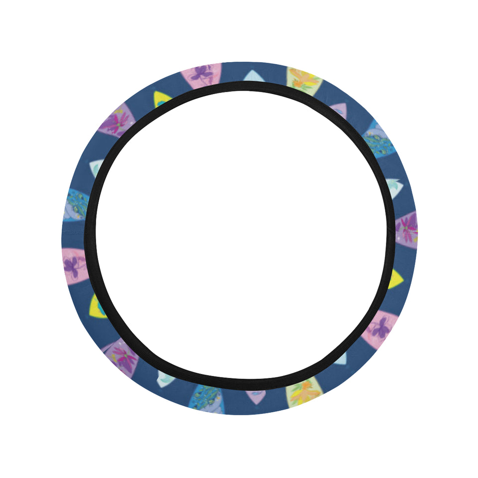 Surfboard Pattern Print Design 03 Car Steering Wheel Cover