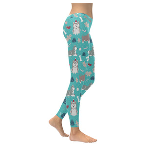 Christmas cute siberian husky puppie pattern Women's Legging Fulfilled In US
