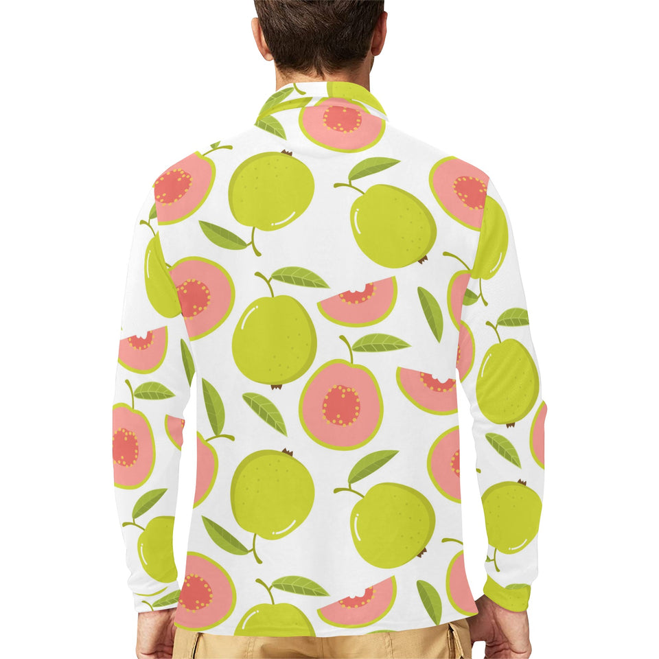 Guava pattern Men's Long Sleeve Polo Shirt