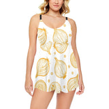 hand drawn onion pattern Chest Sexy Pleated Two Piece Swim Dress
