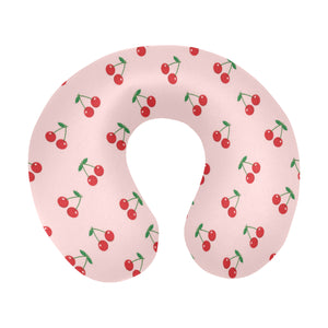 cherry pattern pink background U-Shaped Travel Neck Pillow