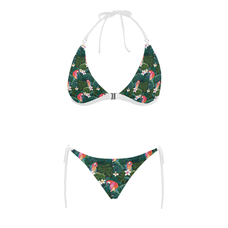 Parrot Palm tree leaves flower hibiscus pattern Sexy Bikinis Two-Piece Swimsuits