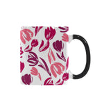 pink sketch tulip pattern Morphing Mug Heat Changing Mug