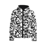 Black white camouflage pattern Kids' Boys' Girls' Padded Hooded Jacket