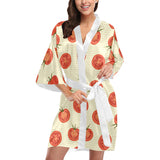 Tomato dot background Women's Short Kimono Robe