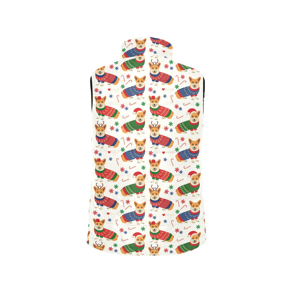 Corgi Christmas Pattern Women's Padded Vest