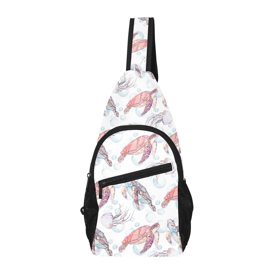 Watercolor sea turtle jellyfish pattern All Over Print Chest Bag