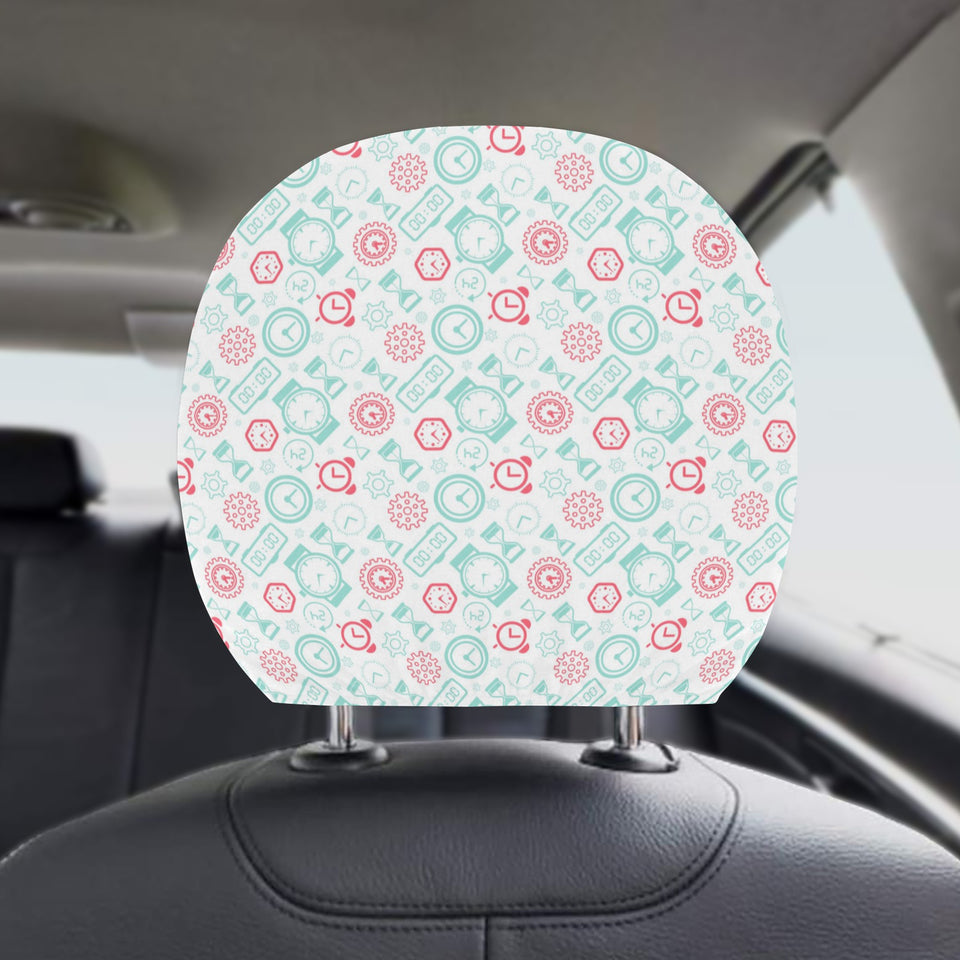 Clock time pattern blackground Car Headrest Cover