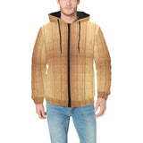 Wood Printed Pattern Print Design 05 Men's Padded Hooded Jacket
